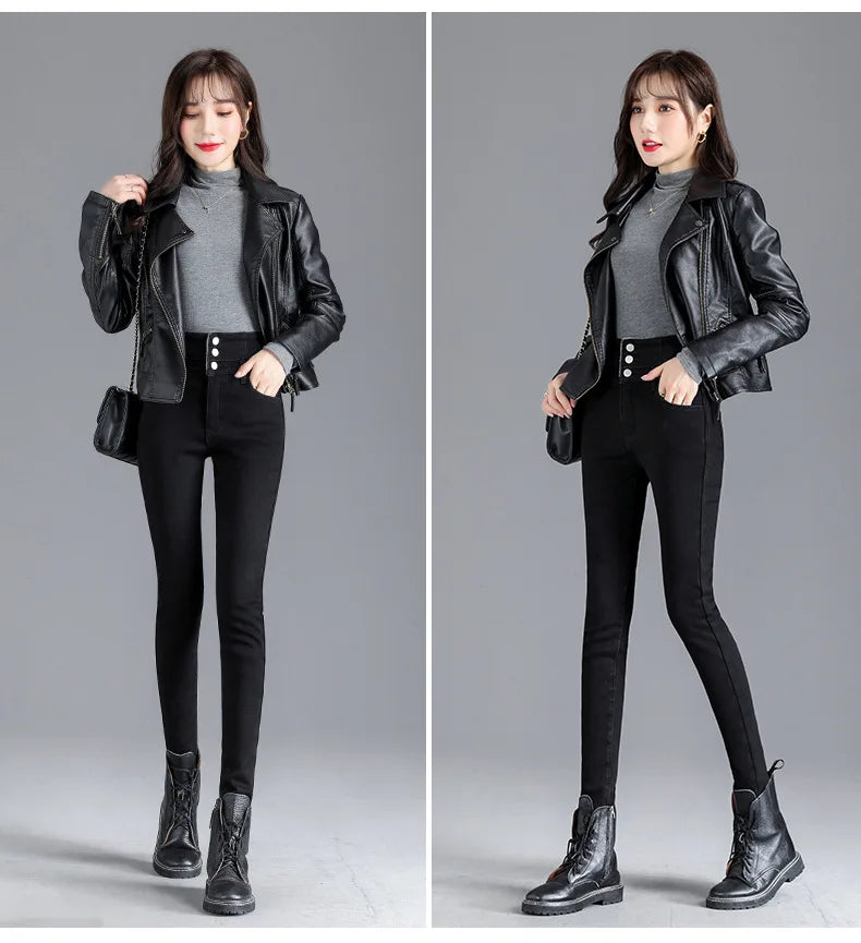 Thermal Winter Thick Fleece High-waist Warm Skinny Jeans