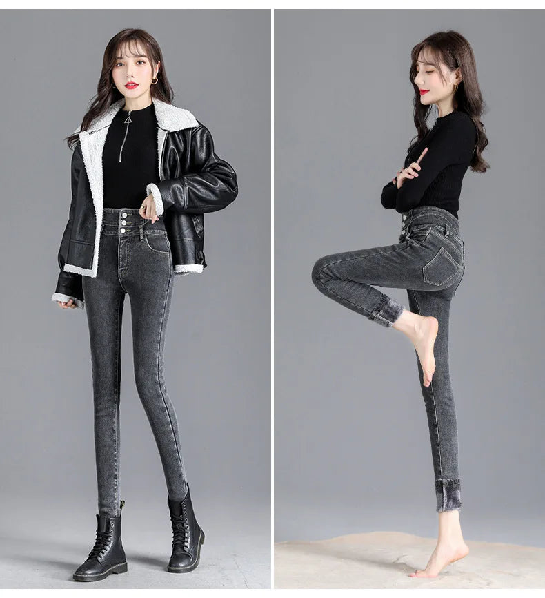 Thermal Winter Thick Fleece High-waist Warm Skinny Jeans