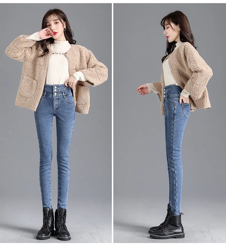 Thermal Winter Thick Fleece High-waist Warm Skinny Jeans