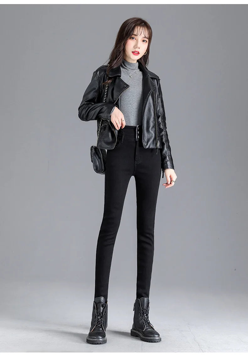 Thermal Winter Thick Fleece High-waist Warm Skinny Jeans