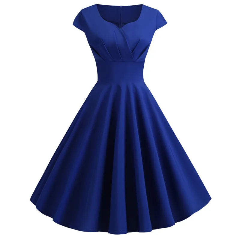 V Neck Vintage Elegant Retro Midi Dress