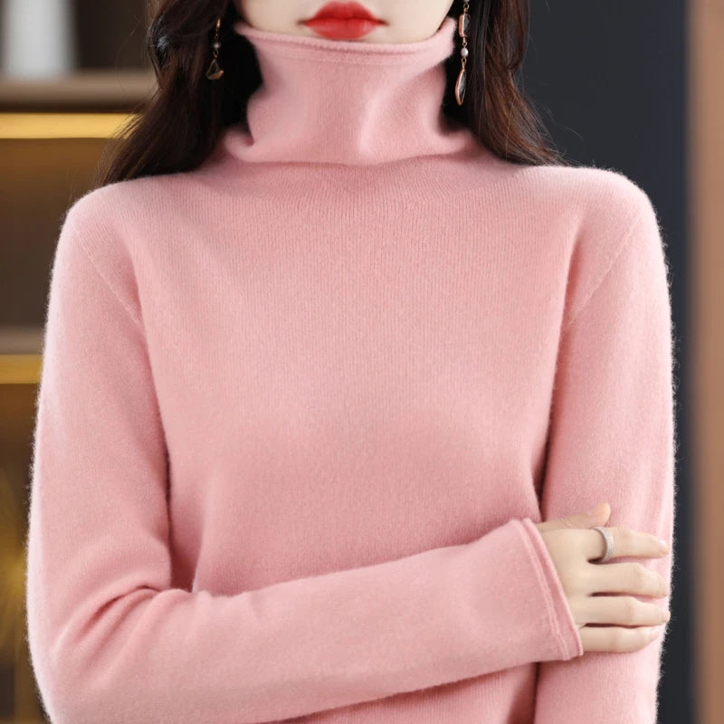 100% wool turtleneck Turtleneck Pullover Knitwear Solid Color Sweater