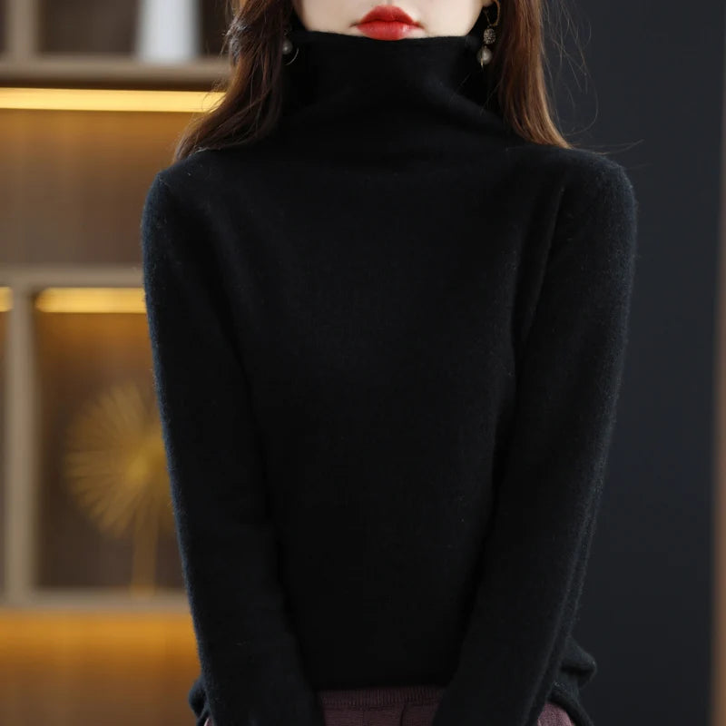 100% wool turtleneck Turtleneck Pullover Knitwear Solid Color Sweater