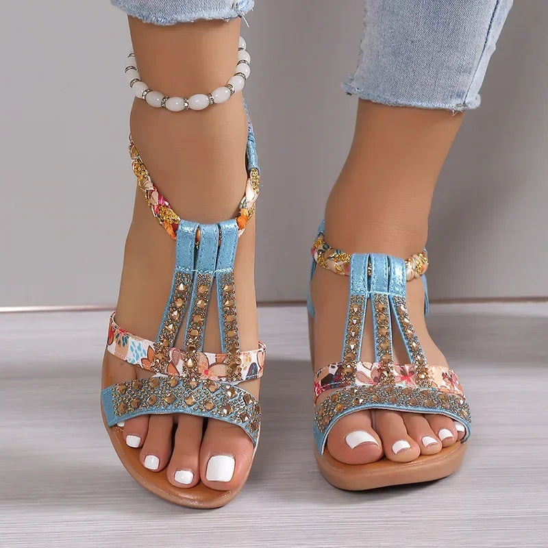 Women Wedge Rhinestones Casual Sandals