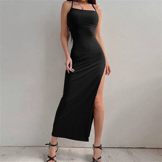 Sexy Long Bodycon Sleeveless Blackless Dress