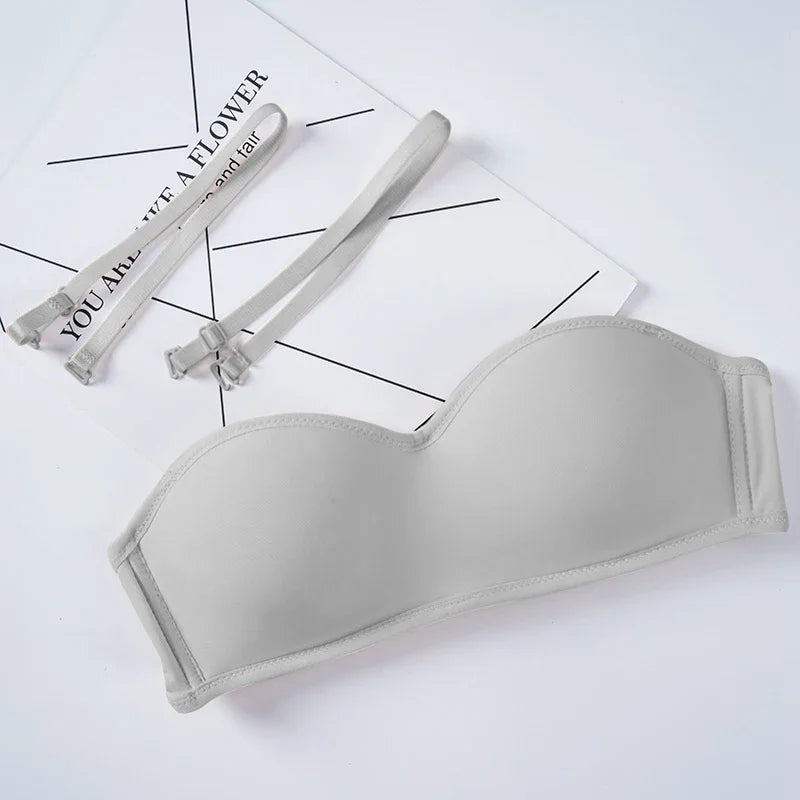 Women Invisible Strapless Bralette 1/2 Cup Underwear