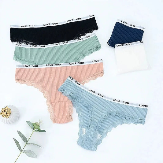 5PCS/Set Women Lace Seamless Cotton Sexy Pants