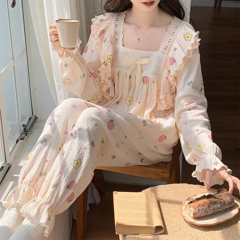 Women Sleeveless Bow Summer Cool Sleepwear Princess Pajama Sets