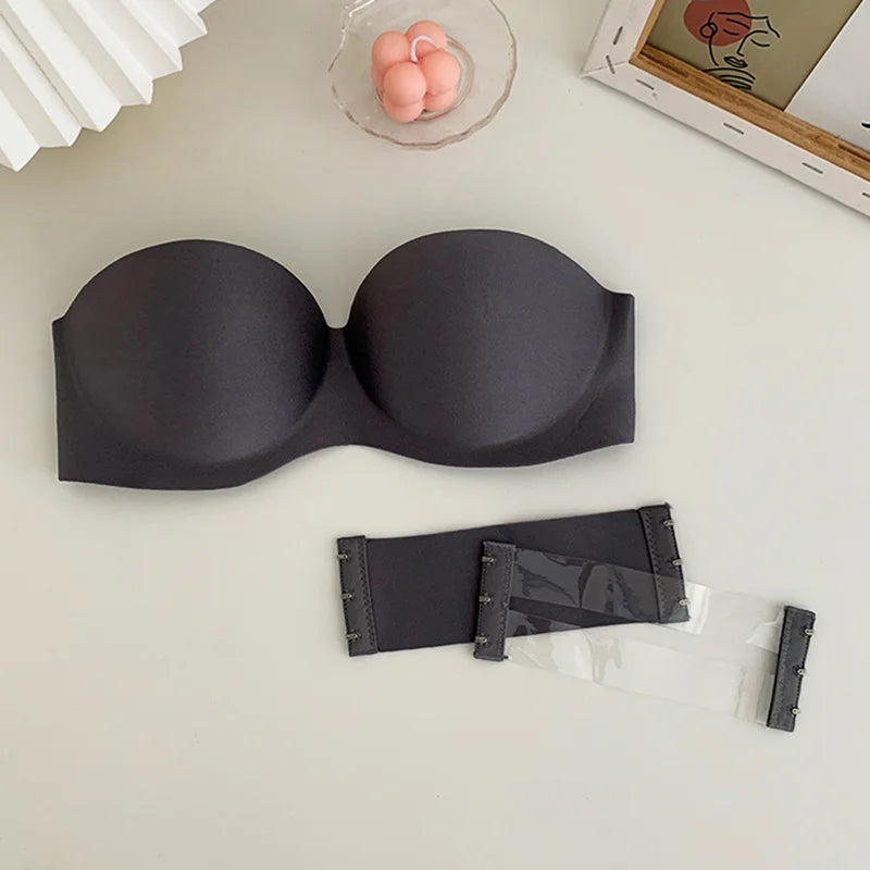 Sexy Strapless Soft Ladies Seamless Invisible Bra With 2pcs Straps