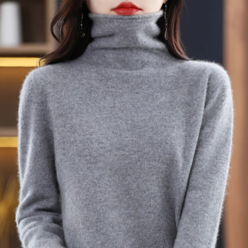 100% wool turtleneck Turtleneck Pullover Knitwear Solid Color Sweater