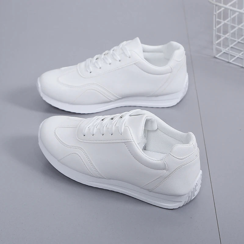 White Leather Comfortable Spring Sneakers