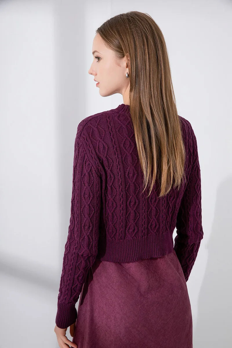 Short design Cable knit tops