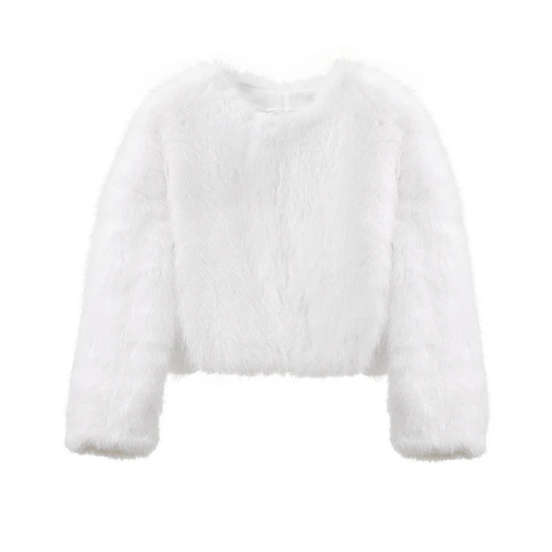 Iconic Street Fashion Week Luxury Brand Gardient Cropped Faux Fur Coat