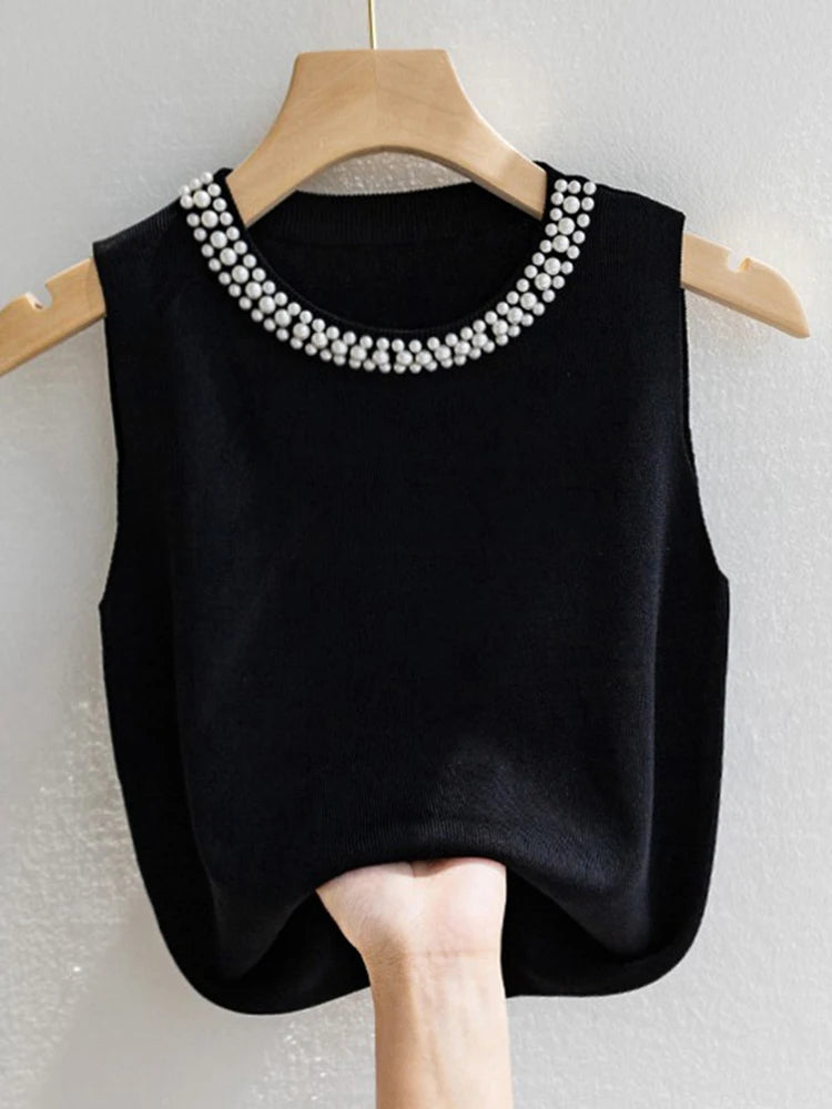 New Fashion Knitted Solid Tank Blusa