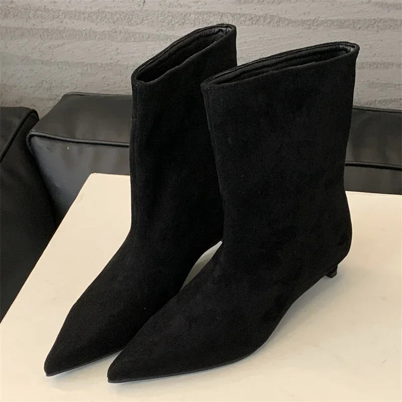 Vintage Pointed Toe Women Ankle Boots