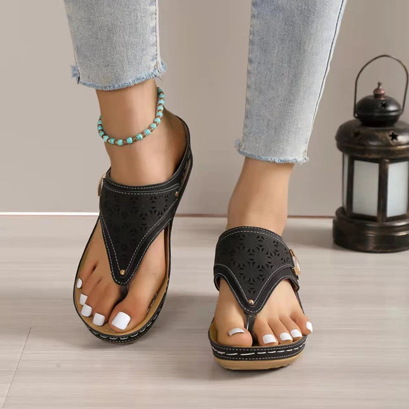 Clip-Toe Wedge Heel Sandals for Summer