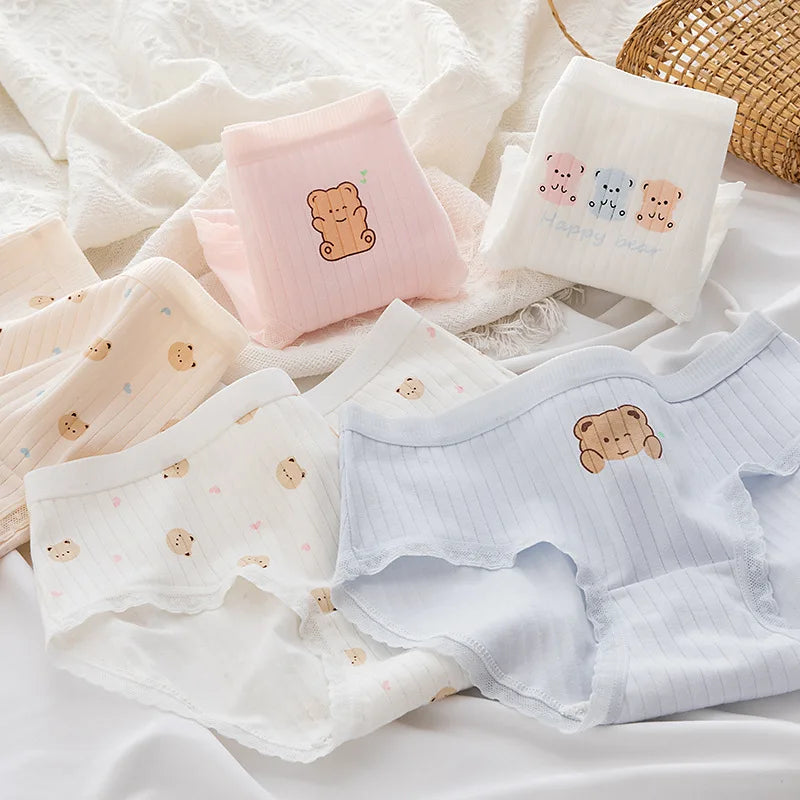 5PCS/set Bear Printed Cotton Women's Underwear