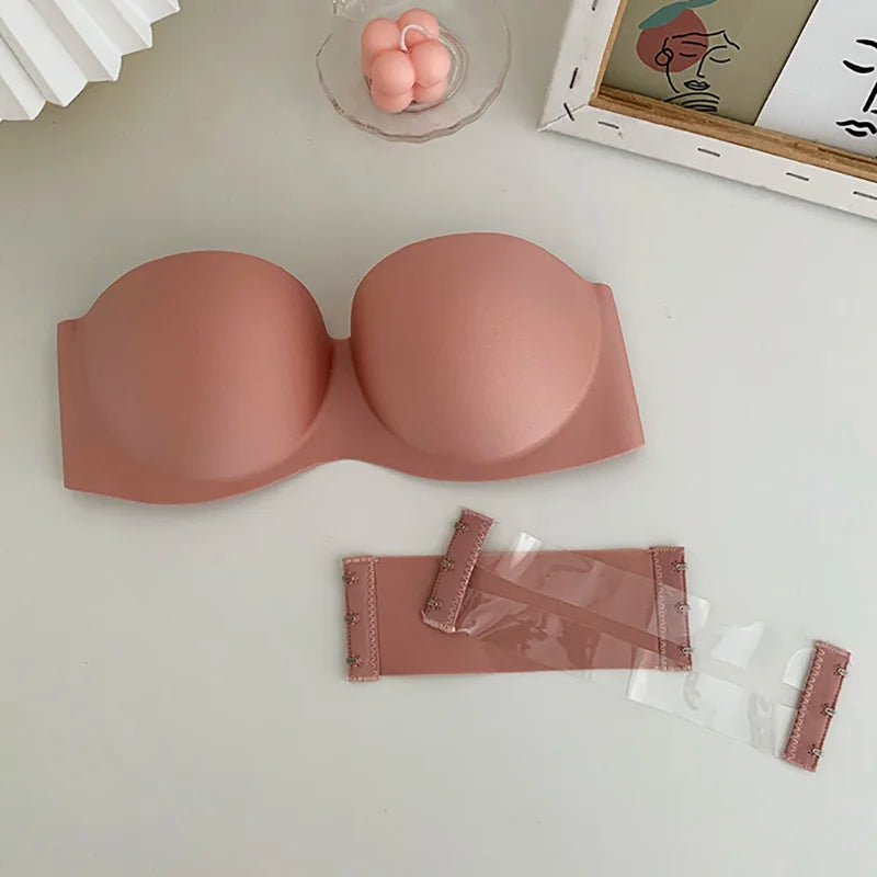 Sexy Strapless Soft Ladies Seamless Invisible Bra With 2pcs Straps