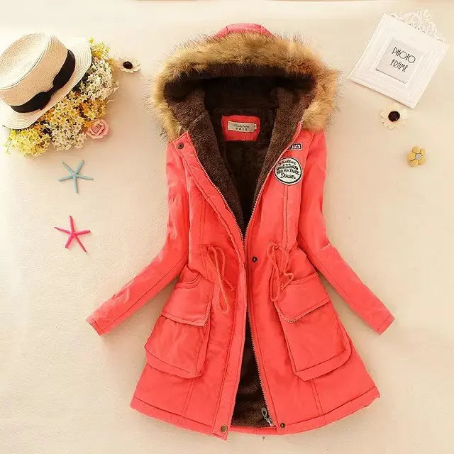 Women Cotton Padded Casual Slim Coat