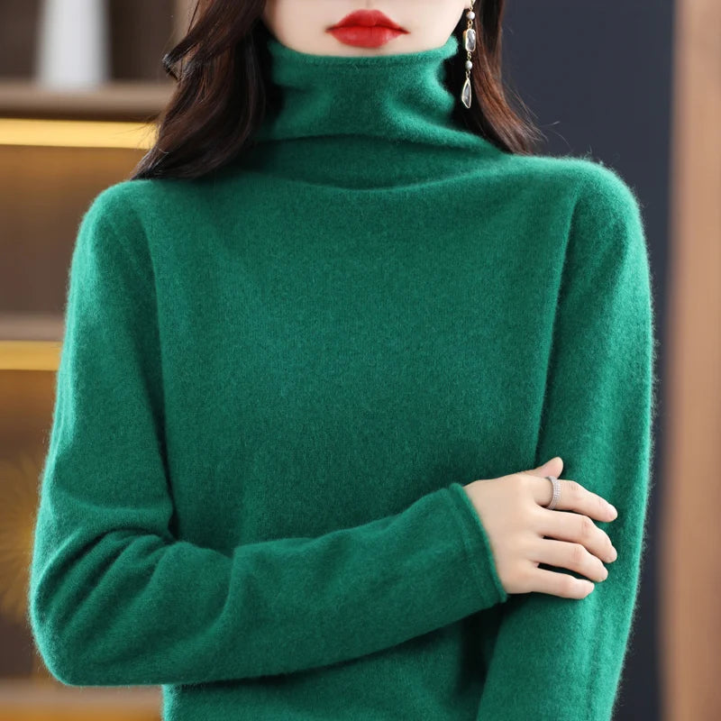 100% wool turtleneck Turtleneck Pullover Knitwear Solid Color Sweater