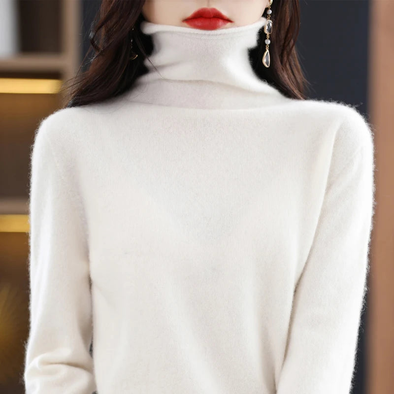 100% wool turtleneck Turtleneck Pullover Knitwear Solid Color Sweater