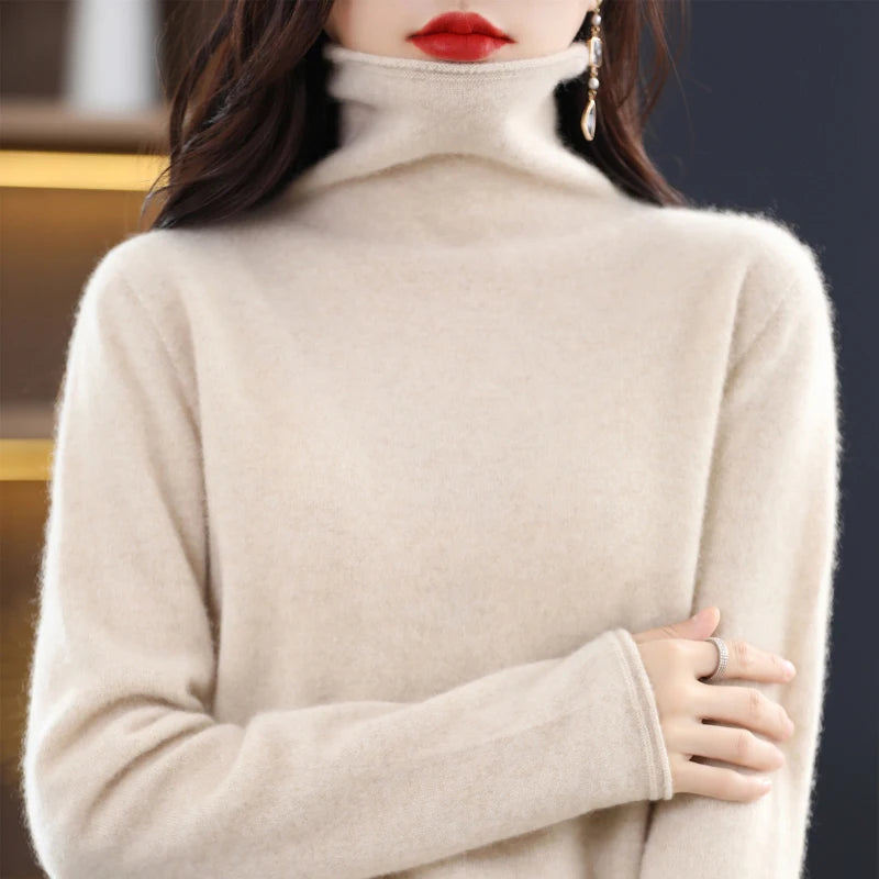 100% wool turtleneck Turtleneck Pullover Knitwear Solid Color Sweater