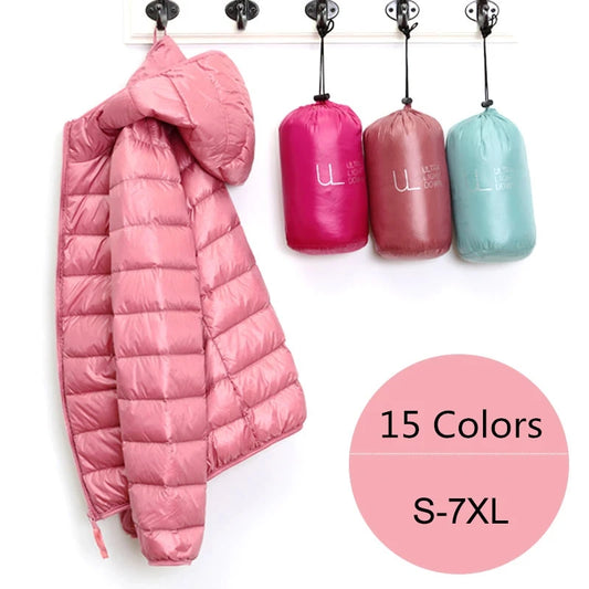 Women Puffer 15 Colors Plus Size 5XL 6XL 7XL New Packable Hooded Down Coats