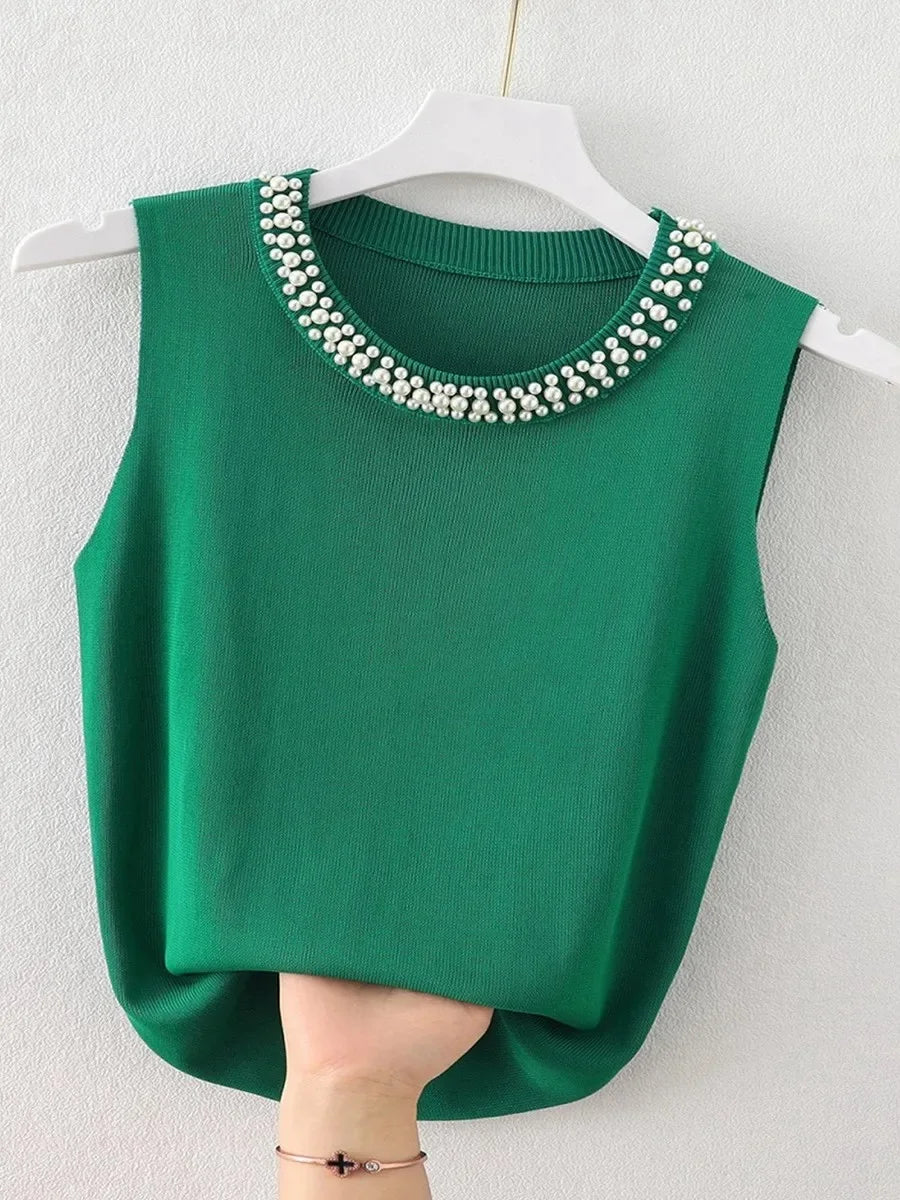 New Fashion Knitted Solid Tank Blusa