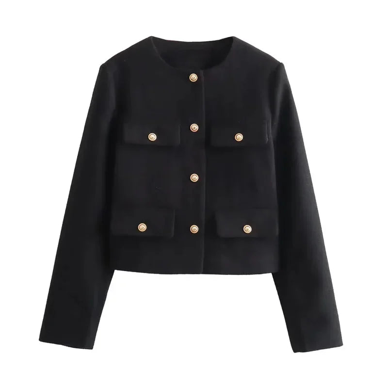 Woman Long Sleeve Cropped Elegant Jacket