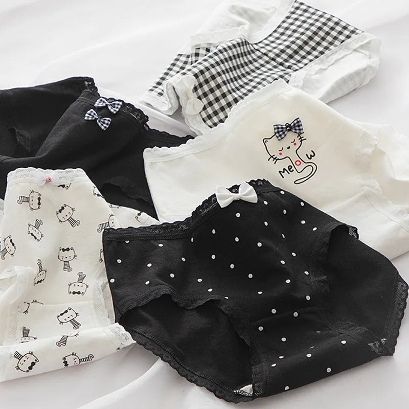 5PCS/set Bear Printed Cotton Women's Underwear