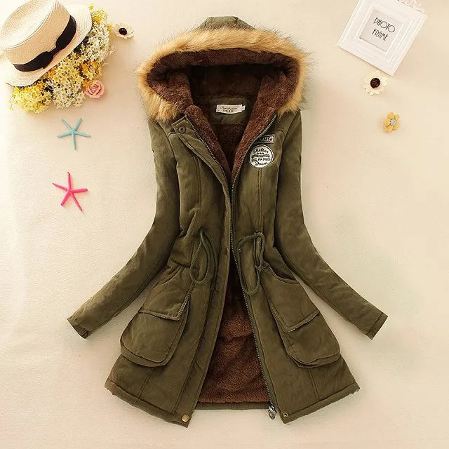 Women Cotton Padded Casual Slim Coat