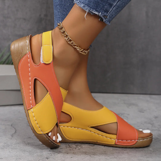 Color Wedge Peep Toe Non Slip Comfortable Sandal