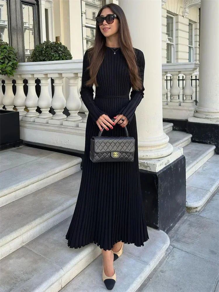 Tossy Lace-Up Knit Maxi Dress