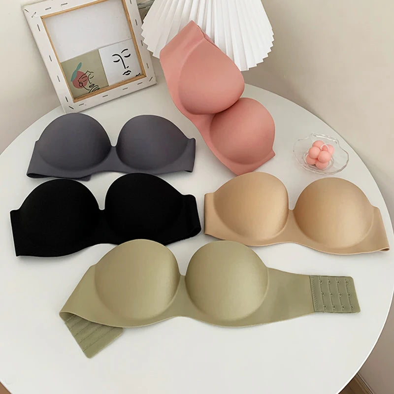 Sexy Strapless Soft Ladies Seamless Invisible Bra With 2pcs Straps