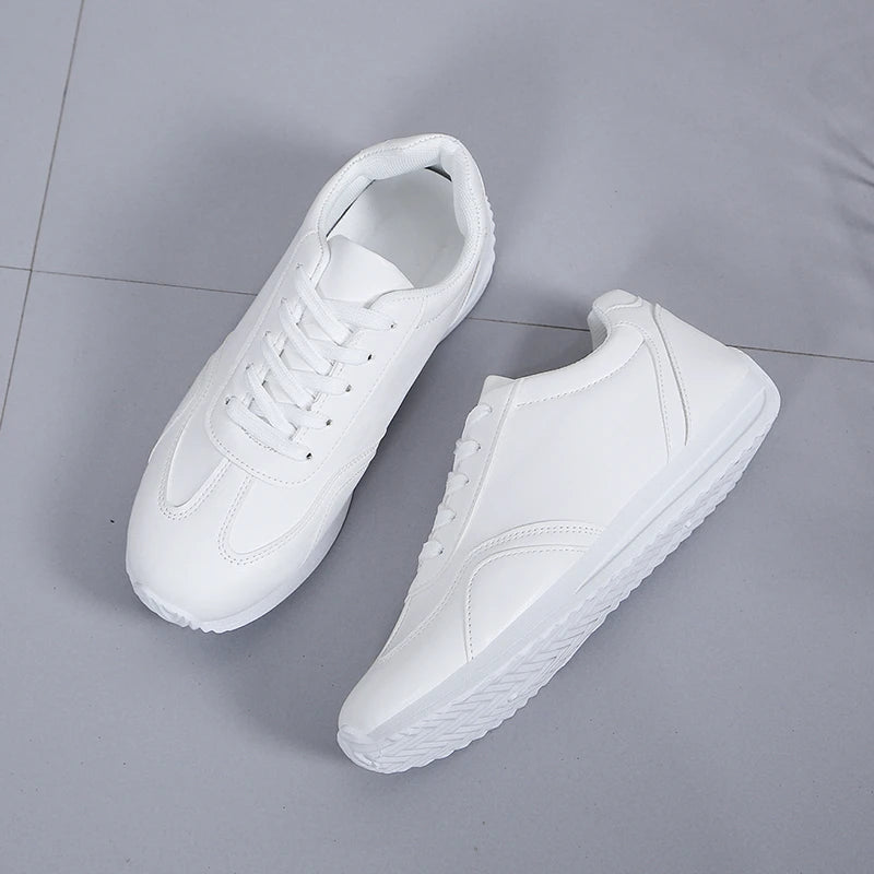 White Leather Comfortable Spring Sneakers