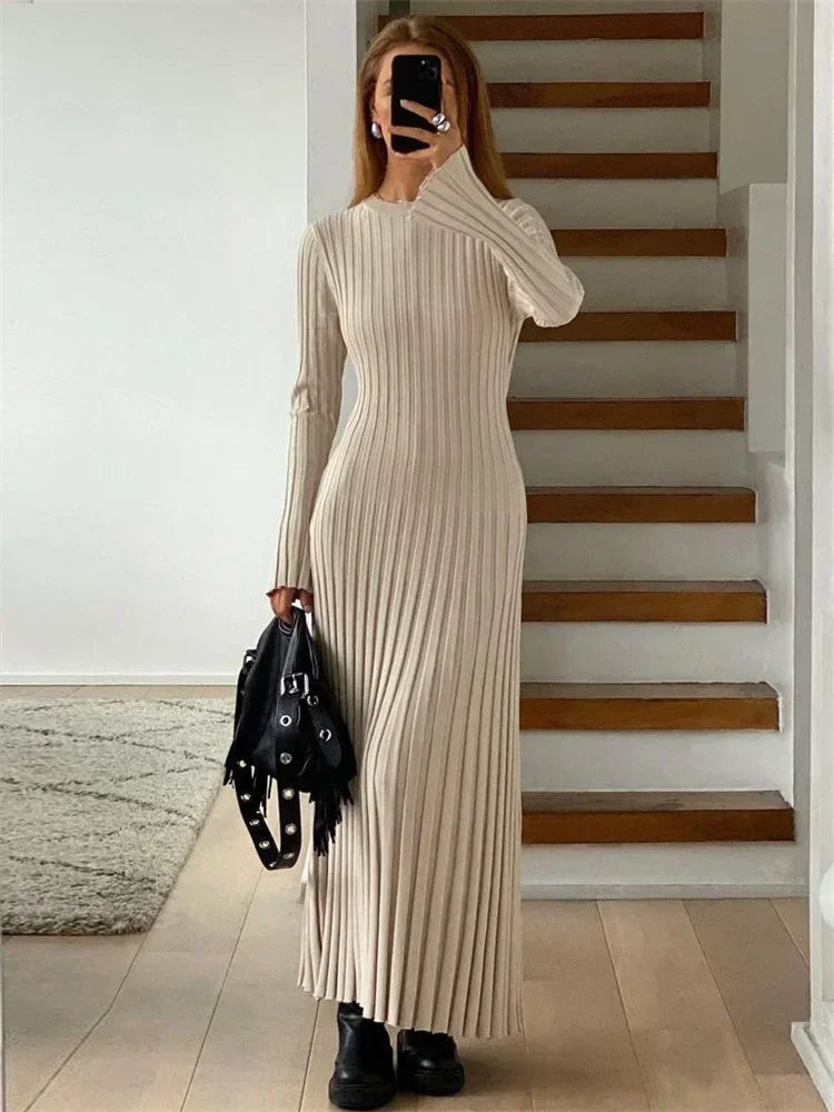 Tossy Lace-Up Knit Maxi Dress