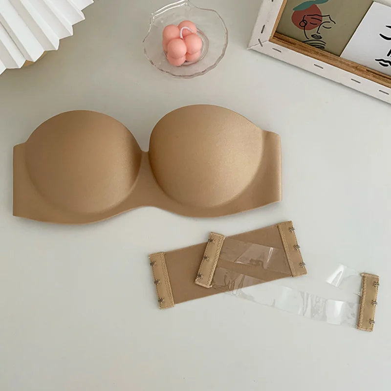 Sexy Strapless Soft Ladies Seamless Invisible Bra With 2pcs Straps