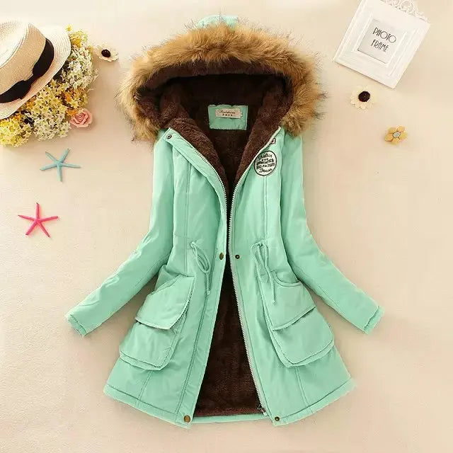 Women Cotton Padded Casual Slim Coat