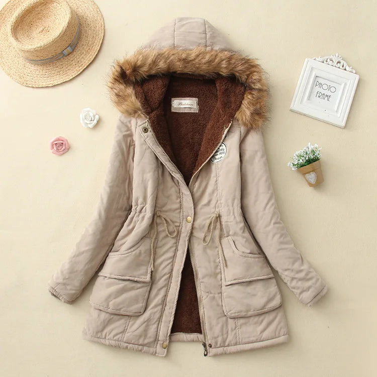 Women Cotton Padded Casual Slim Coat