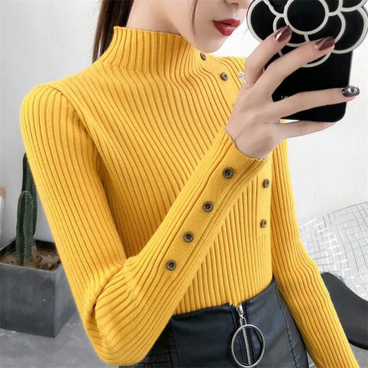 Knitted Slim Solid Knitted Female Turtleneck Sweater