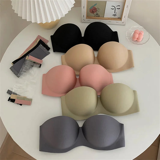 Sexy Strapless Soft Ladies Seamless Invisible Bra With 2pcs Straps