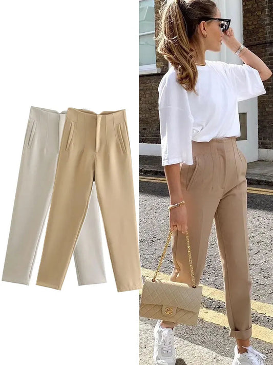 Elegant Solid High Waist Pant For Women