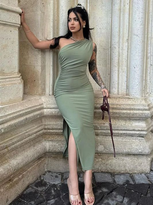 Sexy Split Sleeveless Backless Slim Elegant Dress