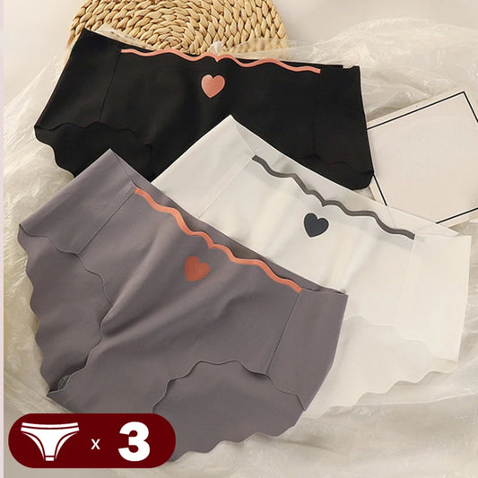 3PCS/Lot Sexy Ice Silk Middle Waist Panties