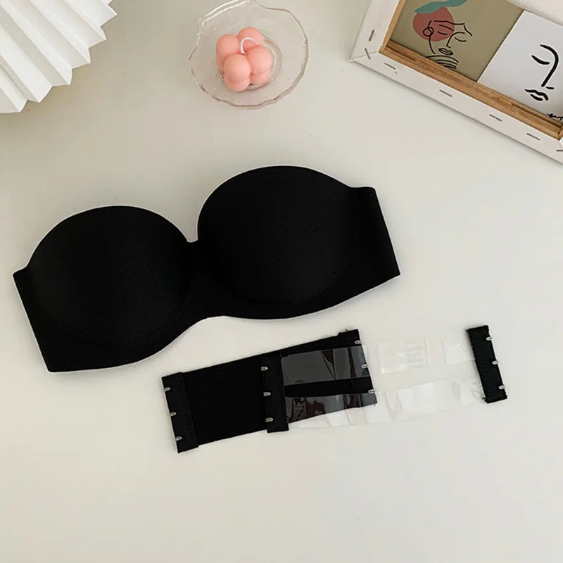 Sexy Strapless Soft Ladies Seamless Invisible Bra With 2pcs Straps