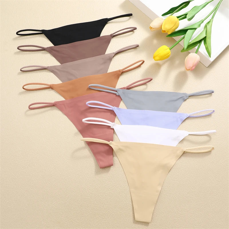 5PCS Seamless Silk Low Waist Sexy Thongs