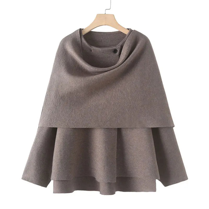 2023 Female Scarf Long Sleeve Knitted Asymmetric Jackets